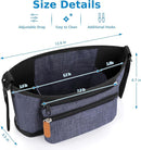 Accmor Universal Stroller Organizer with Detachable Phone Bag, Stroller Bag Caddy Organizer Stroller Accessories for Uppababy, Baby Jogger, Nuna, Doona, Britax Strollers by TinyTreasures Baby Boutique