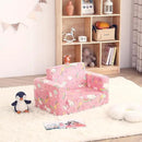 Toddler Chair Kids Couch, 2-in-1 Comfy Armchair with Removable and Washable Cover Carrying Handle, Convertible Reading Chair Toddler Couch for Girls and Boys, Pink Rainbow by CozyNest Decor