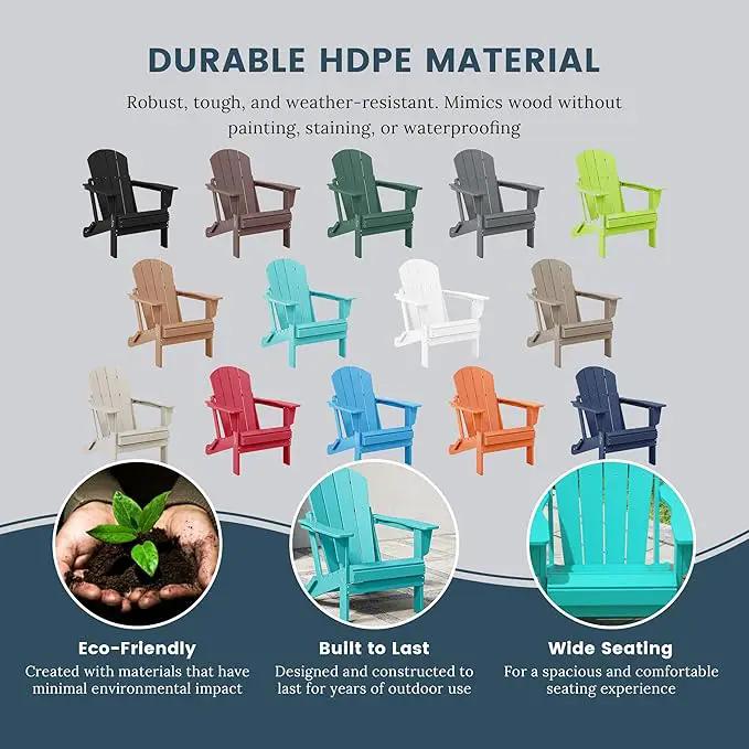 Westin Outdoors Laguna WO Home Furniture Adirondack Chair 2 PCS Set Outdoor Folding Patio Chair for Bon Fire Pit Garden Lawn Backyard Lounging Relaxing (Turquoise), photo 5 of 9