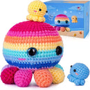 Crochetta Crochet Kit for Beginners, Crochet Kit Step-by-Step Video Tutorials, Crochet Starter Kit Learn to Crochet Kits for Adults Kids Beginners, Jumbo 3 Colorful Octopus Familly (40%+ Yarn Content) by TinyTreasures Baby Boutique
