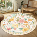 Floral 4ft Area Rug Machine Washable Soft Print Boho Carpet Non Slip Doormat Low Pile Flower Area Rugs for Living Room Bedroom Nursery Kitchen Dining Room Indoor-Beige/White/Orange by TinyTreasures Baby Boutique
