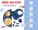 Bamboo Baby Feeding Set for Infants & Toddlers - Baby Essentials, Non-Toxic, Sustainable, Bamboo Suction Plate & Bowl, Bib, Sippy Cup w/Lid & Straw, Perfect Baby Shower Gifts (Midnight Blue) by TinyTreasures Baby Boutique