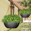 WOUSIWER 13 inch 2Pack Large Hanging Planters for Outdoor Indoor Plants with Drainage Holes and Chain, Round Hanging Flower Pots for Garden Home Porch Decor, Black by GreenHaven Gardens