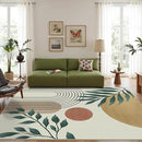 Indoor Outdoor Area Rug, Mid Century Sun Outdoor Patio Rug,Washable Abstract Art Leaves Eucalyptus Runway Rugs Non-Slip Carpet for Camping, Bedroom, Deck(8x10) by CozyNest Decor