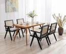 Rattan Dining Chairs Set of 4, Farmhouse Wicker Dining Chairs with Removable Linen Cushion Accent Cane Armchair for Dining Room Kitchen Restaurant, Black by CozyNest Decor
