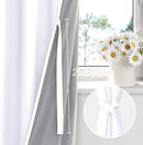 XWZO 100% Blackout Curtain Panels - Rod Pocket Thermal Insulated Black Liner Curtains, Noise Reducing and Heat Blocking Drapes for Hall and Studio Windows with Tiebacks, White, W52 x L95, Set of 2 by TinyTreasures Baby Boutique