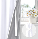 XWZO 100% Blackout Curtains with Tiebacks- 2 Thick Layers Completely Shaded Window Treatment Thermal Insulated Lined Rod Pocket Drapes for Bedroom/Laundry Room, White, W52 x L45, Set of 2 Panels by TinyTreasures Baby Boutique