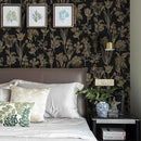 Dimoon 236"x17.3" Floral Wallpaper Peel and Stick Flowers Golden Black Contact Paper Thicken Waterproof Modern Self Adhesive Plants Wallpaper Removable Wall Paper Shelf Vinyl Roll by GreenHaven Gardens