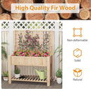 Giantex Raised Garden Bed with Trellis, Wooden Elevated Planter Box with Legs, Drainage Holes for Climbing Plants Vines Vegetables Flowers Herbs, Outdoor Horticulture Planter for Patio Yard