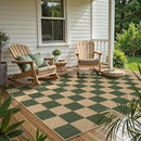 Lahome Checkered Easy Jute Dining Room Rug, 5x7 Indoor Outdoor Rugs for Patio Living Room, Neutral Checkerboard Non Slip Low Pile Green Carpet for Bedroom Office Backyard by CozyNest Decor