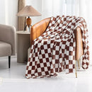 LOMAO Throw Blankets Flannel Blanket with Checkerboard Grid Pattern Soft Throw Blanket for Couch, Bed, Sofa Luxurious Warm and Cozy for All Seasons (Coffee, 50"x60") by CozyNest Decor