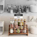 KLM 3-Tier Spice Rack, 13.8 Inch Wood Step Shelf Countertop Spice Storage Holder, Kitchen Pantry Cabinet Organizer Cupboard for Spice Bottles, Jars, Seasonings, Baking Supplies,Bathroom Organizer by CozyNest Decor