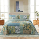 NEWLAKE Cotton Patchwork Bedspread, 3-Piece Bedding Quilt Set with Real Stitched Embroidery, Reversible Matelasse Bed Coverlet Set,Green Farmhouse Garden,Twin Size by CozyNest Decor