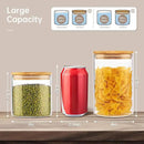 32oz & 21oz - 4 Pack Glass Jars with Bamboo Lids, Glass Pantry Storage Containers with Airtight Lids, Round Air Tigh Food Storage Canisters for Cereal, Pasta, Flour, Sugar, Best for Kitchen Organizer by CozyNest Decor