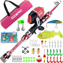 ODDSPRO Kids Fishing Pole Pink, Portable Telescopic Fishing Rod and Reel Combo Kit - with Spincast Fishing Reel Tackle Box for Girls, Youth by TinyTreasures Baby Boutique