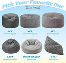 Hobestluk 3 in 1 Bean Bag Chair Giant Bean Bag Chairs for Adults with Ripple Cover Convertible Bean Bag Floor Cushion with Machine Washable Cover for Living Room (Ripple Grey) by CozyNest Decor