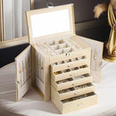 BOOVO Jewelry Box For women, 6 Layer Large Jewelry Organizer With Mirror, Multi-Function Storage Box With Lock, Accessory Holder With 5 Drawers, For Earrings Necklace Ring Bracelet (Pale gold) by TinyTreasures Baby Boutique