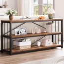 LVB Rustic Entryway Table, Industrial Extra Long Hallway Sofa Table, Wood Metal Narrow Console Table with Storage Shelf, Modern Skinny Couch Table for Foyer Living Room Bedroom, Rustic Brown, 70 Inch by CozyNest Decor