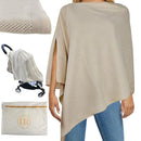 Peekaboo Knit Breathable Nursing Cover Up For Breastfeeding - Soft Organic Cotton & Cashmere Breast Feeding Covers For Women - Privacy Feature - Includes Mesh Laundry Bag (Beige) by TinyTreasures Baby Boutique