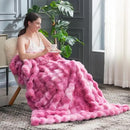 Cozy Bliss Faux Fur Throw Blanket for Couch, Fuzzy Soft Plush Thick Bubble Blanket for Sofa Bedroom Living Room, 50 * 60 Inches Tie Dye Pink by CozyNest Decor