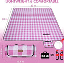 HX&OD Outdoor Picnic Blanket, Extra Large, 80''x80'' Waterproof Foldable Blankets Gingham Picnic Mat for Beach, Camping Grass Lawn Park Accessories Cute Couple Ideas Wedding (Pink, 80”x80”) by TinyTreasures Baby Boutique