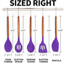 Zulay Kitchen Non-Stick Cooking Utensils Set with Authentic Acacia Wood Handles – 5-Piece Durable & Stylish Silicone Kitchen Utensils Set – Heat Resistant to 464°F – Purple by CozyNest Decor