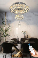 Flashing God Small Crystal Chandeliers Dia 12" Silver Chandelier Flush Mount Ceiling Light for Bedroom Living Room Dining Room Hallway Dimmable 3 Rings LED Celing Lighting Fixtures by CozyNest Decor