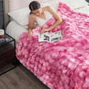 Cozy Bliss Faux Fur Throw Blanket for Couch, Fuzzy Soft Plush Thick Bubble Blanket for Sofa Bedroom Living Room, 60 * 80 Inches Tie Dye Pink by CozyNest Decor