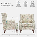 Lumibee Wingback Accent Chair, 2 Set High Back Floral Armchairs in Fabric,Comfy Upholstered Reading Single Sofa Chairs with Solid Wood Legs for Living Room,Bedroom,Office-Bird by CozyNest Decor