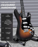 DONNER DST-80 Electric Guitar 39” Beginner Electric Guitar Kit with Amp, Classic SSS Pickup Complete with Gig Bag, Tuner, Capo, Strap, Picks, and Free Online Lessons, Red Tea Burst by TinyTreasures Baby Boutique