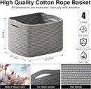 Small Storage Baskets for Shelves Organizing, Woven Cotton Rope Baskets for Storage, Book Basket, Decorative Shelf Basket, 12.5"Lx9.1''Wx7.9''H (4 Packs) Grey by CozyNest Decor