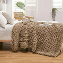 WESHIONGOO Chunky Knit Blanket Throw 50"×60" Knitted Throw Blankets for Couch Bed Fluffy Soft Blanket with Jumbo Chenille Yarn Thick 100% Handmade (Brown) by CozyNest Decor