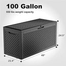 100 Gallon Deck Box Large Outdoor Storage for Patio Furniture,Outdoor Cushions,Garden Tools and Pool Supplies,Waterproof,Resin,Lockable(Black Lozenge) by CozyNest Decor