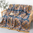 Snycler Boho Throw Blanket for Bed - 100% Cotton Ultra Soft Rustic Quilt Blanket Orange Green Printed Farmhouse Decor Bed Blankets, 80"×90" All Season Rustic Throw for Sofa Couch Chair by CozyNest Decor