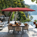 GREEN PARTY 15 ft Rectangle Patio Umbrella with Base Included, Double-Sided Table Umbrella with Crank, Large Outdoor Umbrellas for Patio Poolside Garden Backyard, Burgundy Red by GreenHaven Gardens