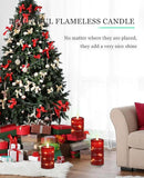 Red flameless Candles with Remote Control Timer Battery Operated LED Pillar Candles 4‘’ 5‘’ 6‘’ Fake Candles with String Lights Set of 3 for Christmas or Special Festivals Decorations by CozyNest Decor