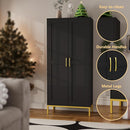 Tall Storage Cabinet, Kitchen Pantry Cabinet with 2 Doors & Adjustable Shelves for Laundry Room, Living Room, Entryway,Bathroom,Black by CozyNest Decor