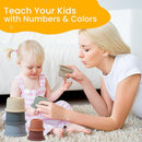 Stacking Cups Baby Toy Educational Cup Stacking Set 8-Pc Stackable Cups with Number Rainbow Nesting Cups for Babies 6-12 Months Stacking Cups for Toddlers 1-3 Perfect for Indoor/Outdoor by TinyTreasures Baby Boutique