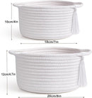 Empty Gift Basket Mini Woven Rope Organizer Baskets for Baby Shower, Vanity, Makeup, Bathroom, Tiny Toys, Desk - Small Decorative Storage Bins - Set of 2, Pre-Shaped, White by TinyTreasures Baby Boutique