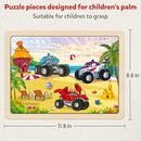 SYNARRY Large Wooden Monster Truck Puzzles for Kids Gift Box(12.2*9.4 in) - FSC Certified, 24 Piece Puzzles for Toddlers 3-5, Wood Puzzle for Kids Ages 4-6, Toys Gifts for 3 4 5 6 Year Old Boys Girls by TinyTreasures Baby Boutique
