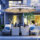 Kingdura 9ft 3-Tier Patio Umbrella with Solar Lights, Table Umbrella Outdoor Patio with Easy Crank & Tilt, 8 Sturdy Ribs, UV Protection, 32 LED Lights for Deck, Poolside, Market (Beige) by GreenHaven Gardens