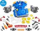 Engine Building Kit, Kids Mechanic Repair Set for Kids Motorcycle Engine，Take Apart Toys-42pc Playset，STEM Engine Model Kit Toy with Cool Lights&Sounds，Educational Toys for 3+ Year Old (Blue) by TinyTreasures Baby Boutique
