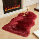 AMTOVO Faux Fur Rug, Burgundy Area Rug, Fluffy Sheepskin Rug, Fuzzy Ultra Soft 2 x 4 ft Shag Rugs for Bedroom Sofa Throw Cushion Room Decor, Sheepskin by CozyNest Decor