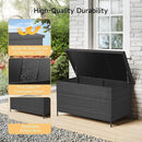 158 Gallon XL Deck Box with Lid, All Weather Wicker Outdoor Storage Box Waterproof, Large Outdoor Patio Storage Bin for Cushions, Garden Tools, Gears, Pool Accessories, Black by GreenHaven Gardens