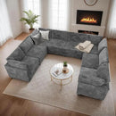 Modular Sectional Sofa with Chaise U Shaped Sectional Couch for Living Room, 8-Seater Comfy Cloud Couches, Plush Corduroy, Gray by CozyNest Decor
