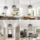 3-Lights Black Pendant Light Vintage Geometric Chandelier Light Fixture Adjustable Metal Lighting Fixtures for Kitchen Room Dining Room Foyer by CozyNest Decor