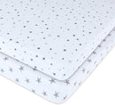Ely's & Co. Patent Pending Waterproof Pack n Play│Mini Crib Sheet 2-Pack Set for Baby Boy or Baby Girl - 100% Combed Jersey Knit Cotton Sheets with Eco-Friendly Waterproof Lining — Grey Stars by TinyTreasures Baby Boutique