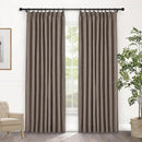 Macochico Pinch Pleated 100% Blackout Curtains Light Coffee Linen Curtains for Bedroom Living Room Farmhouse Thermal Insulated Window Panels Pleated Curtains with Hooks and Tieback 52”Wx72”L 1 Panel by CozyNest Decor