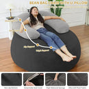 HABUTWAY Bean Bag Chair with U-shaped Pillow for Adult and Kids Big BeanBag Chair with Filling Ultra Soft Faux Fur Couch Chair with Washable Cover for Living Room Bedroom Office, Dark Grey& Light Grey by CozyNest Decor