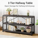 LVB Industrial Console Table, Metal and Wood Sofa Table, Rustic Entryway Table with Storage, Modern 3 Tier Shelf Long Foyer Tables Behind Couch for Home Living Room Hallway, Dark Gray Oak, 55 Inch by CozyNest Decor